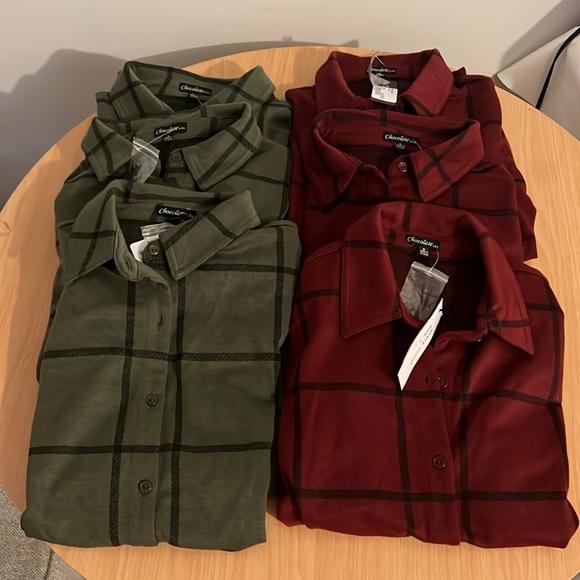 Chocolate USA Tops - 6- NWT Chocolate USA Green & Black & Maroon & Black Plaid Crop Tops Bundle of 6